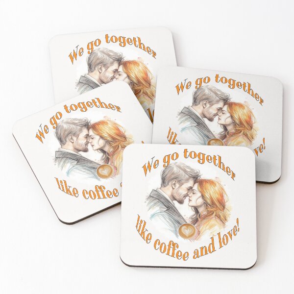 Item preview, We Go Together Like Coffee and Love - Romantic Couple Illustration designed and sold by TestudoDesign.