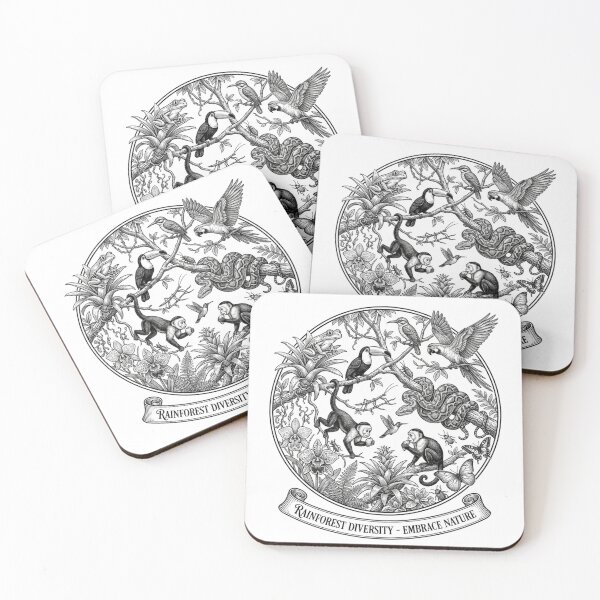 Item preview, Rainforest Diversity Embrace Nature Vintage Line Art Illustration designed and sold by chattsuede.
