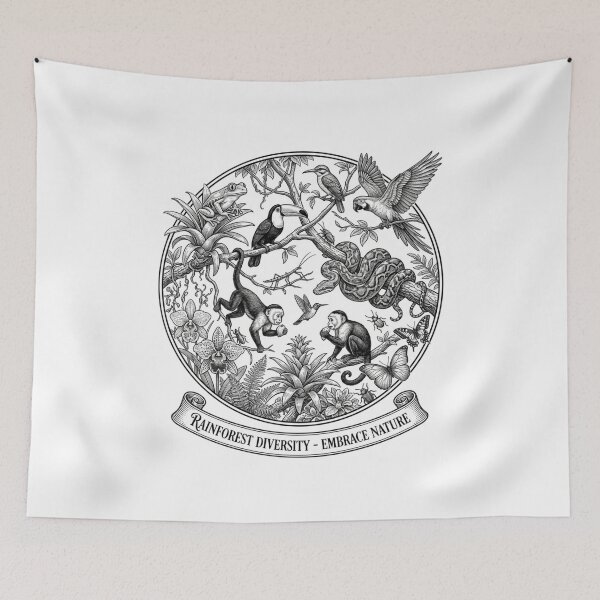 Item preview, Rainforest Diversity Embrace Nature Vintage Line Art Illustration designed and sold by chattsuede.