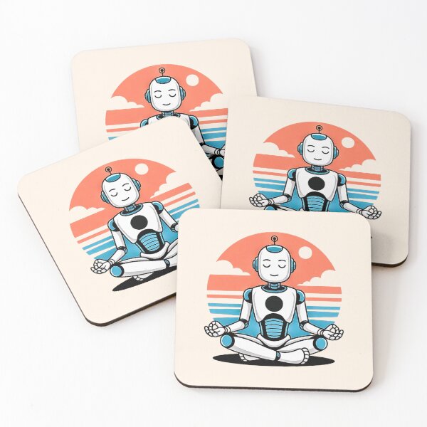 Item preview, Meditating Robot Yoga Retro Sky designed and sold by VibrArtco.
