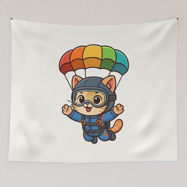 Item preview, Skydiver Cat Adventure designed and sold by HoopeStylee.