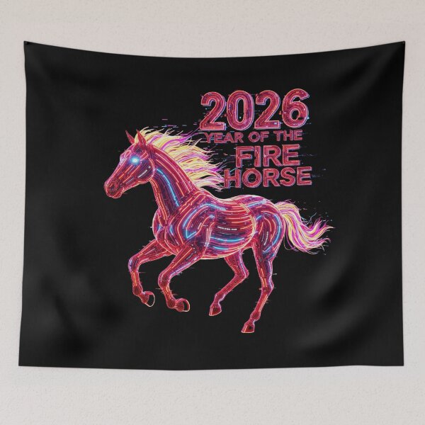 Item preview, Cyberpunk Fire Horse 2026 – Glitch Art Lunar New Year designed and sold by Design_Your_Day.