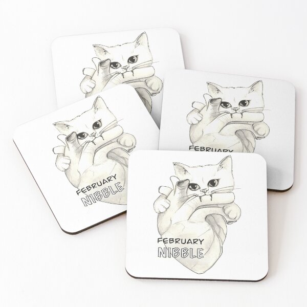 Item preview, February Bite - Kitten Hugging a Heart l Valentine’s day designed and sold by BlackLineLab.