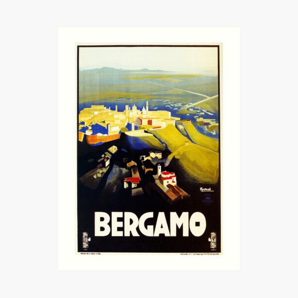 Vintage 1920s Bergamo Italian travel ad Art Print