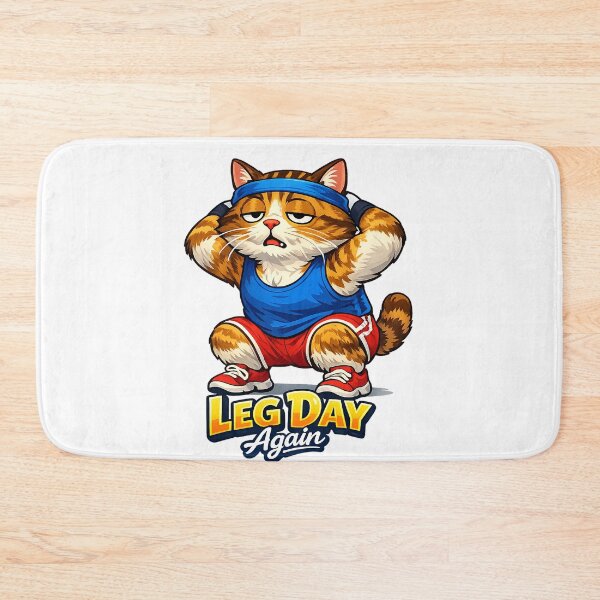 Item preview, Leg Day Again Funny Cat Gym Humor designed and sold by HappyPatchEG.