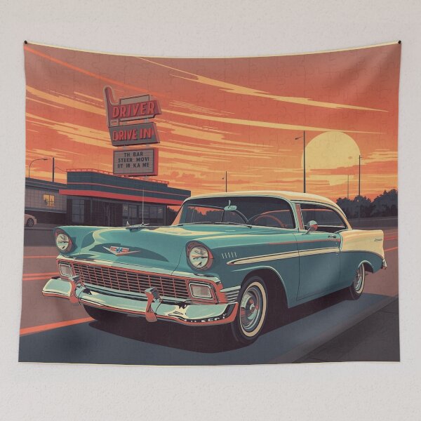 Item preview, Dementia‑Friendly 1950s Drive‑In Chevrolet Bel Air – Nostalgic Retro Illustration designed and sold by Esterlane.