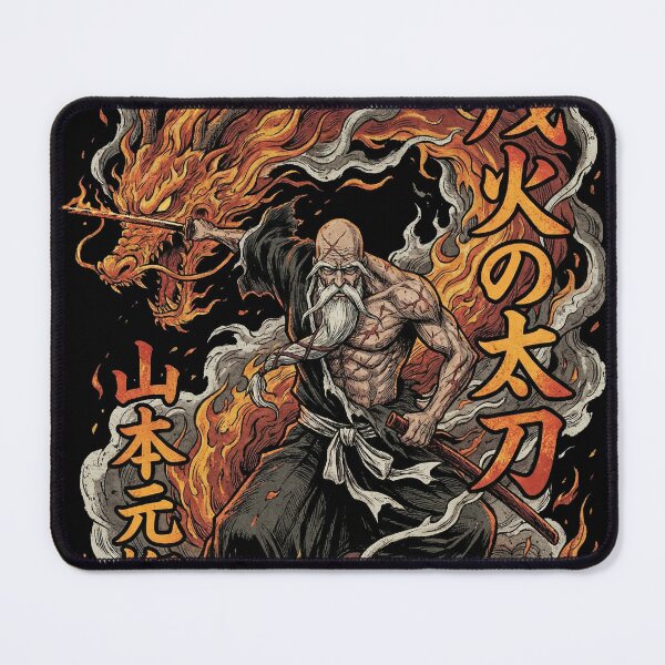 Item preview, Yamamoto Elderly Fire Captain Bankai Zanka no Tachi Flames of Heaven East West South North Ryujin Jakka Fan Art Portrait Illustration Poster T-Shirt Sticker Print Gift designed and sold by Senpaiwaves.