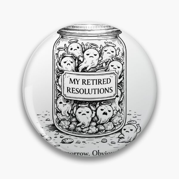 Item preview, My Retired Resolutions – Tomorrow, Obviously (Funny Ghosts Line Art) designed and sold by ComedyInkFactor.