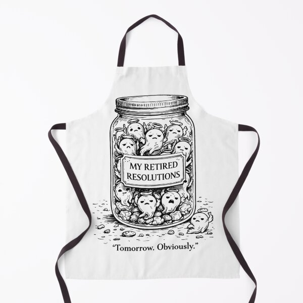Item preview, My Retired Resolutions – Tomorrow, Obviously (Funny Ghosts Line Art) designed and sold by ComedyInkFactor.