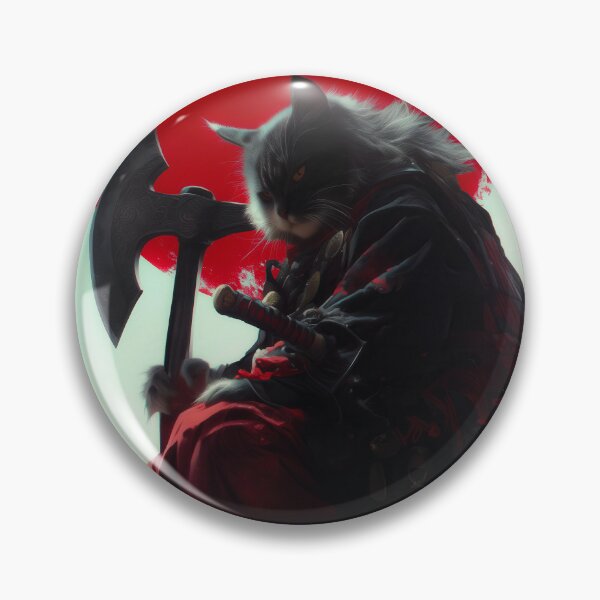 Item preview, The Axe Ronin - Crimson Eclipse - Samurai Cat with Battle Axe designed and sold by Nostosalgos.