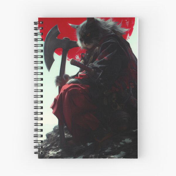 Item preview, The Axe Ronin - Crimson Eclipse - Samurai Cat with Battle Axe designed and sold by Nostosalgos.