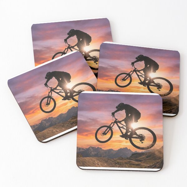 Item preview, Mountain Bike Jump at Sunset – Epic MTB Silhouette Adventure Art designed and sold by thebigleebowski.
