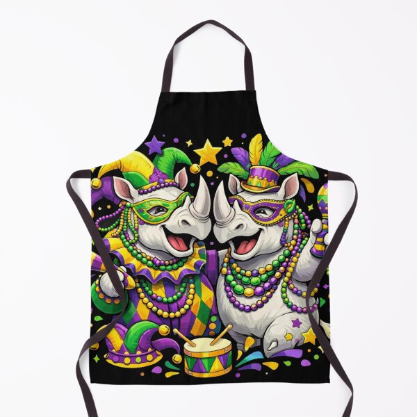 Item preview, white rhinoceros Mardi Gras Beads Masked Jester Hat designed and sold by will freed18.