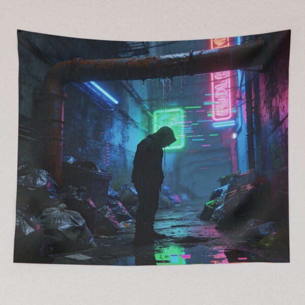 Item preview, Rain-Slicked Streets – Cyberpunk Alleyway designed and sold by Gabmx.