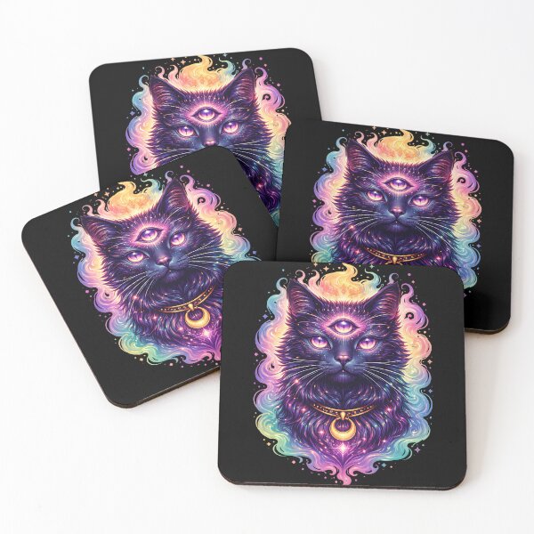 Item preview, Mystical Three-Eyed Cat – Cosmic Witch Cat with Moon Magic designed and sold by ExpertEsche.