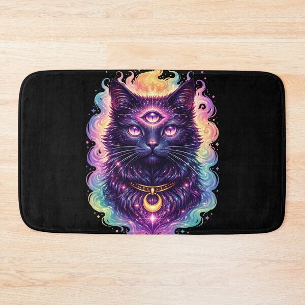 Item preview, Mystical Three-Eyed Cat – Cosmic Witch Cat with Moon Magic designed and sold by ExpertEsche.
