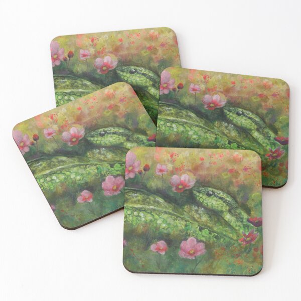 Item preview, Green Snake With Flowers designed and sold by ArtByKiraQuinn.