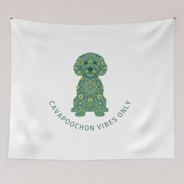 Item preview, Cavapoochon Vibes Only – Mandala Blue Dog Art | Cute Cavapoochon T-Shirt designed and sold by AmberWit.