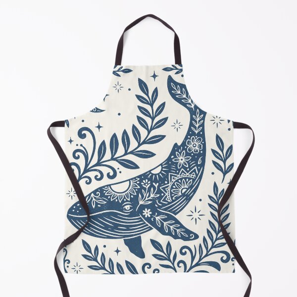 Item preview, Floral Blue Whale Folk Art Retro Nautical designed and sold by Y-Vibes.