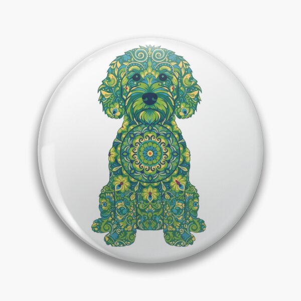 Item preview, Cavapoochon Mandala Dog Art – Green Boho Cavapoochon Illustration designed and sold by AmberWit.