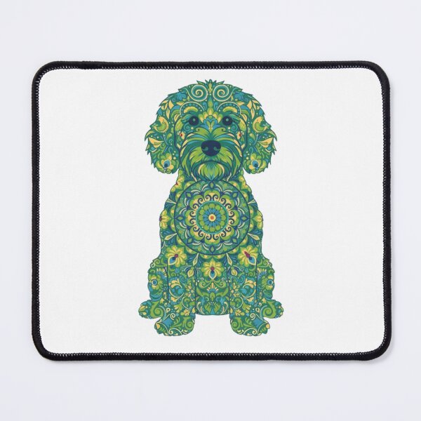 Item preview, Cavapoochon Mandala Dog Art – Green Boho Cavapoochon Illustration designed and sold by AmberWit.
