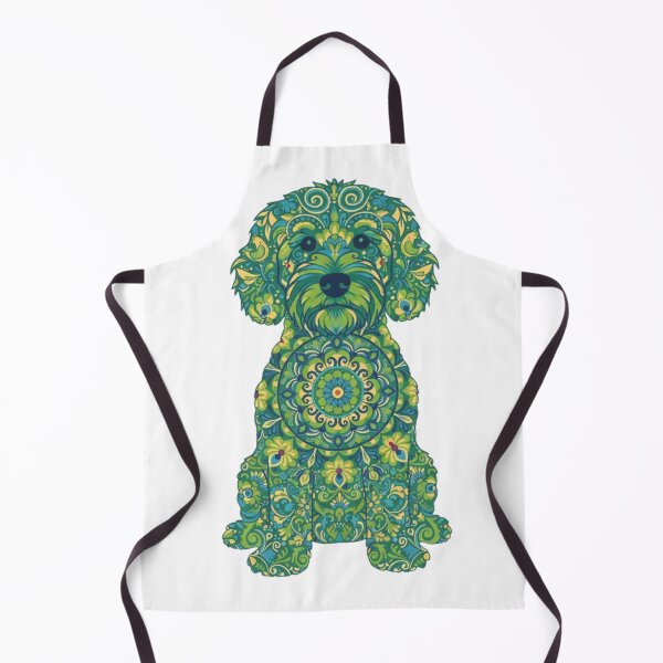 Item preview, Cavapoochon Mandala Dog Art – Green Boho Cavapoochon Illustration designed and sold by AmberWit.