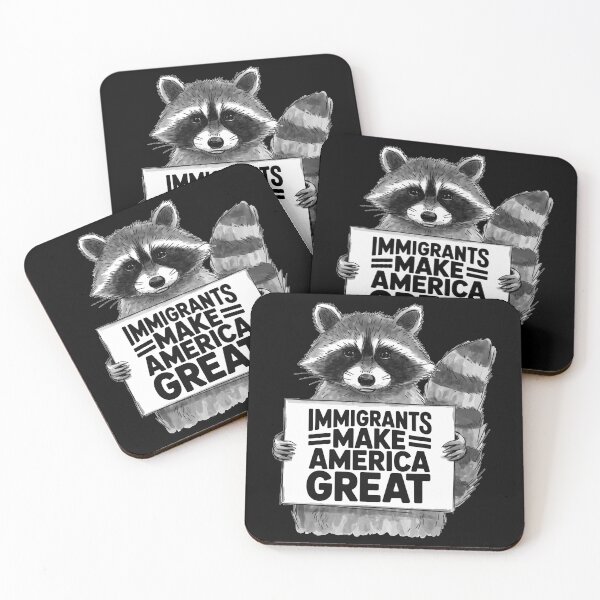 Item preview, Immigrants Make America Great Gift Unique Hand-Drawn Raccoon designed and sold by ketkacreations.