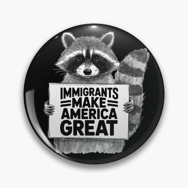 Item preview, Immigrants Make America Great Gift Unique Hand-Drawn Raccoon designed and sold by ketkacreations.