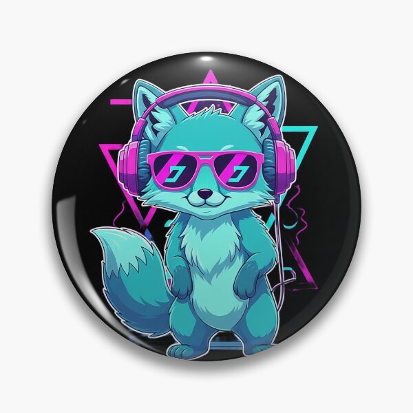 Artikelvorschau, • Vaporwave-Fuchs-Gamer mit Kopfhörer-Aufkleber entworfen und verkauft von Sastore.online .