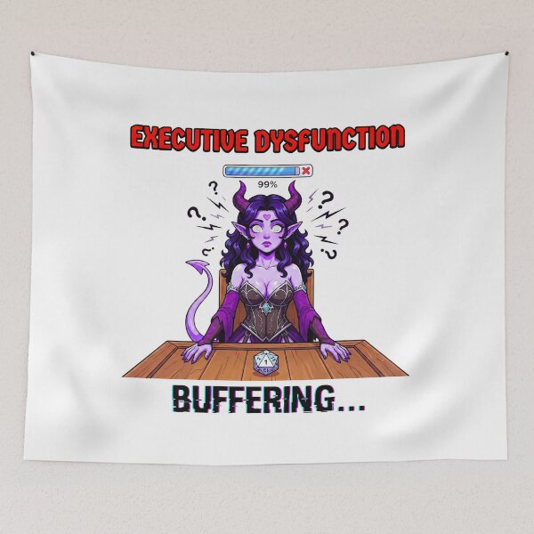 Item preview, Executive Dysfunction: ADHD Tiefling designed and sold by SkinnyFlatWhite.