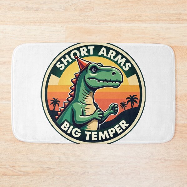 Item preview, Funny T-Rex "Short Arms, Big Temper" Retro Sticker Design designed and sold by The Grumpy Pet Club.