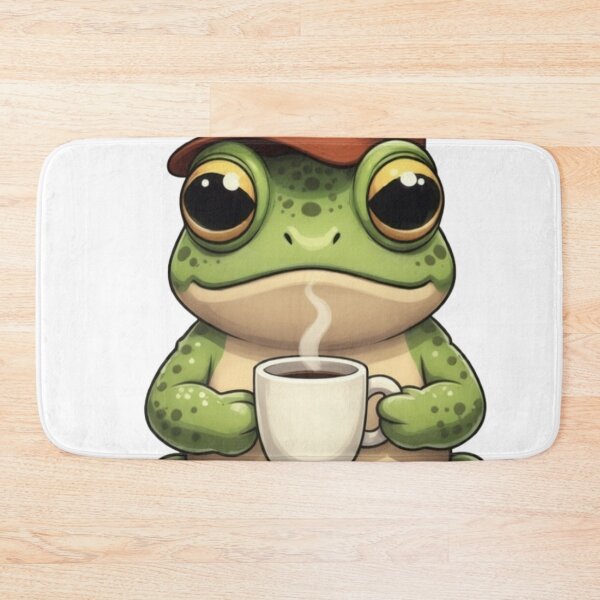 Item preview, A Cute Frog Drinking Coffee Cartoon designed and sold by Combat Skies.