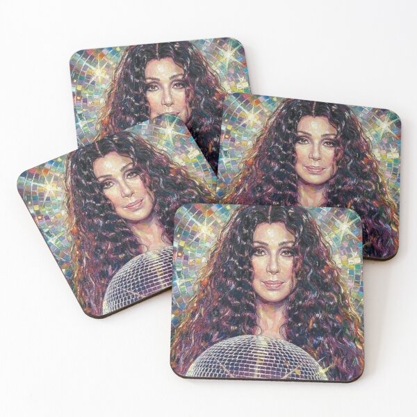 Item preview, Oil Painting of Cher Holding a Disco Ball designed and sold by MattBStickers.