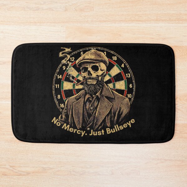 Item preview, No Mercy. Just Bullseye. – Dart Player Skeleton designed and sold by GreennieArt.
