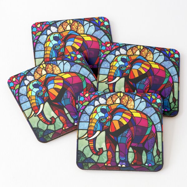 Item preview, Stained Glass Elephant designed and sold by ChanceTwoArt.