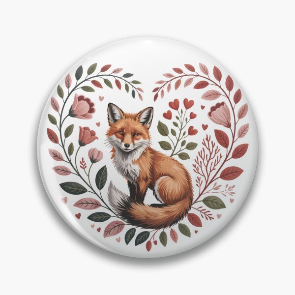 Item preview, Fox Love – Romantic Woodland Floral Heart Illustration designed and sold by SoftStyleStudio ⭐⭐⭐.