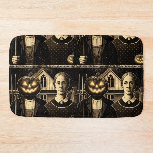 Item preview, Headless Horseman American Gothic Parody Scratchboard Art — Vintage Halloween Illustration designed and sold by TheHorsemanRidesAgain.