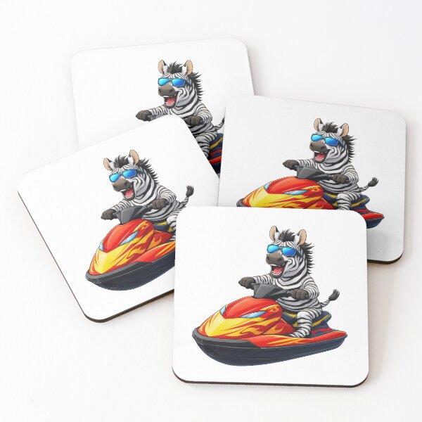Item preview, Jetski Zebra Wild Life Cartoon designed and sold by TenderPawStudio.