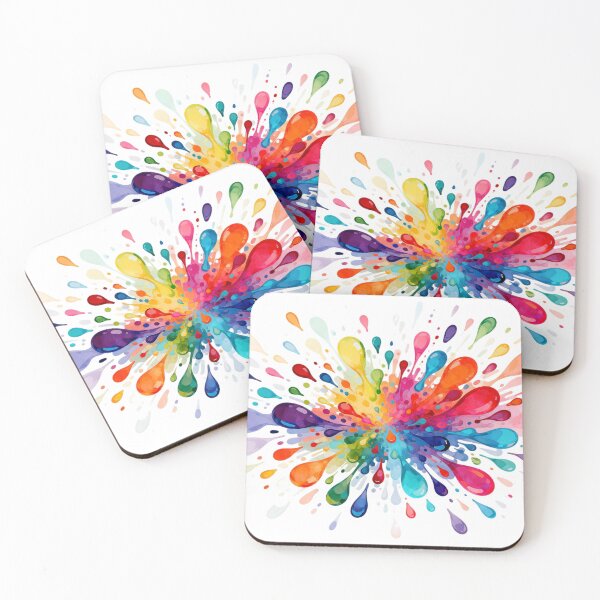 Item preview, Bright multi-colored splash, beautiful mood, big and small drops on white background designed and sold by wizard-work.