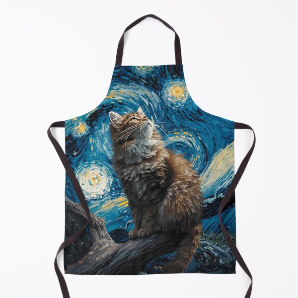 Item preview, Cat in the nigth with star and bats, impressionism, famous painting, Starry Night Style Van Gogh painting Cat Lover designed and sold by Collagedream.