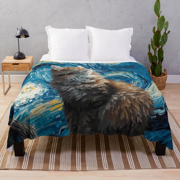Item preview, Cat in the nigth with star and bats, impressionism, famous painting, Starry Night Style Van Gogh painting Cat Lover designed and sold by Collagedream.