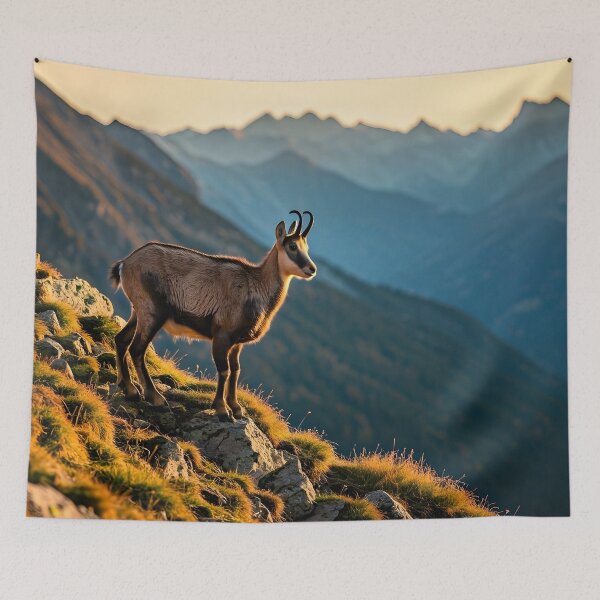 Aperçu de l'œuvre Grâce des montagnes – Chamois dans la nature créée et vendue par PawPrintedArt.