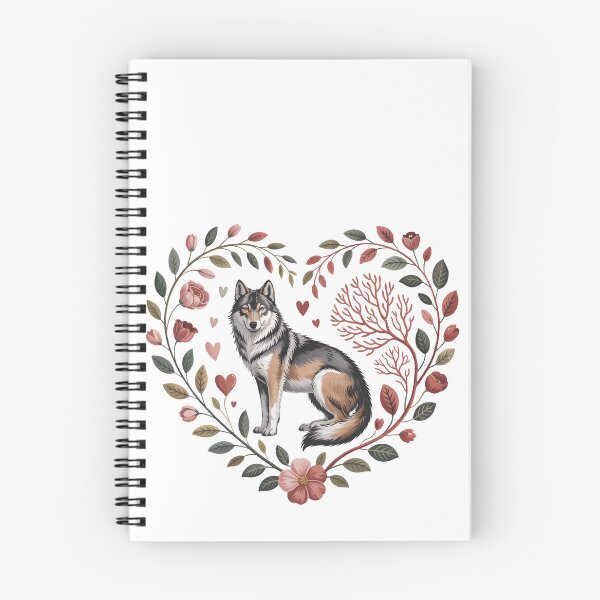 Item preview, Wild at Heart – Romantic Wolf in Floral Heart Illustration designed and sold by SoftStyleStudio ⭐⭐⭐.