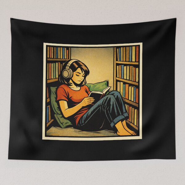 Item preview, Book Lover Lofi Girl – Library Floor Reading – Gift for Book Lovers • Retro Comic • Vintage Halftone designed and sold by JacobKAurumhead.