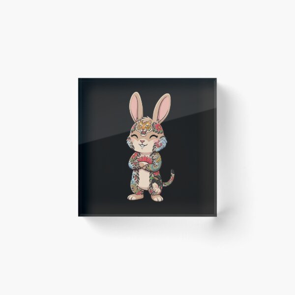 Item preview, Cute Bunny rabbit Japanese bodysuit tattoo designed and sold by RichTeeDesigns.