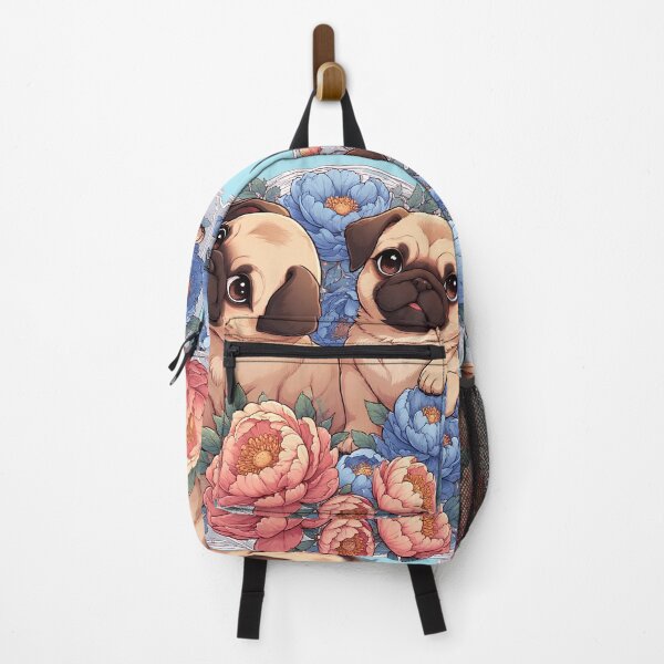 Item preview, Pug puppies among peony flowers. designed and sold by Natalia-Vlad.