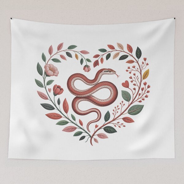 Item preview, Wild Love – Botanical Snake in Floral Heart Illustration designed and sold by SoftStyleStudio ⭐⭐⭐.