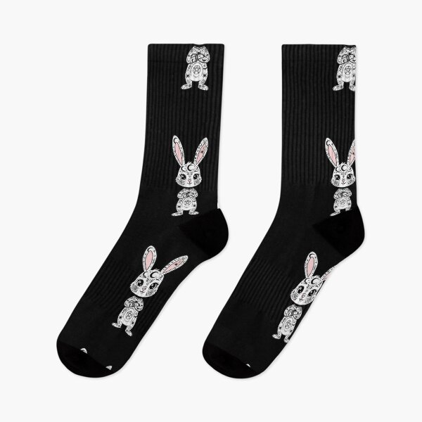 Item preview, Cute Bunny rabbit goth black work bodysuit tattoo designed and sold by RichTeeDesigns.