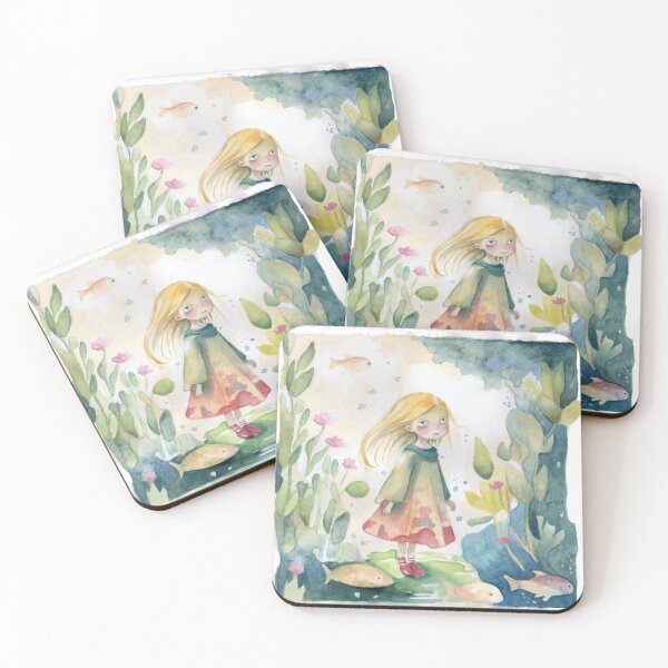Item preview, Vintage Watercolor Girl by the Lake designed and sold by Woozypie.
