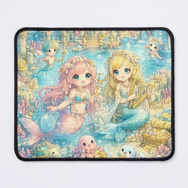 Item preview, Atlantis Under the Sea – Kawaii Mermaid Ocean Fantasy Art designed and sold by Paws-nd-Prints.